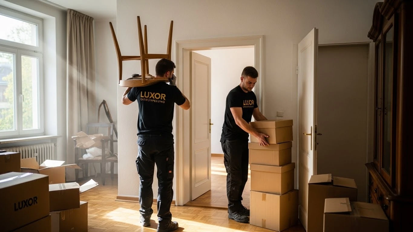 "Team von Luxor Entrümpelung führt eine Haushaltsauflösung in einer Wohnung durch."