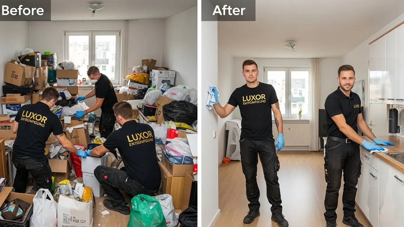 "Ein spezialisiertes Team von Luxor Entrümpelung räumt eine Messiwohnung professionell und diskret."